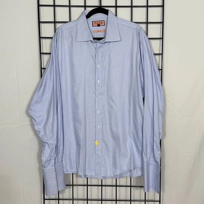 Camisa Oxford clásica de viaje THOMAS PINK para hombre 18,5 azul puño francés de negocios Foto 1 de 4