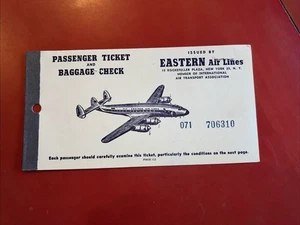 Vintage 1951 Eastern Airlines Ticket and Baggage Check Miami to Detroit - Picture 1 of 3