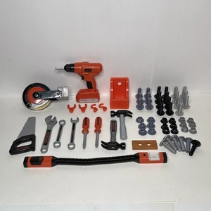 Black and Decker Kids Tools Chop Saw, Light, Drill, Workbench Pegs, Nuts, Screws - Picture 1 of 4