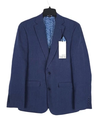 Chaqueta de traje Bar III para hombre ajustada 100 % lino azul marino liso 42S nueva con etiquetas Foto 1 de 4