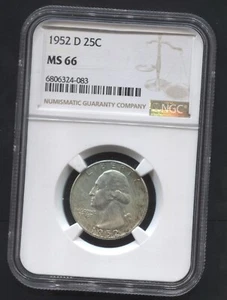 1952-D-25c Washington Quarter- NGC- MS66. 90% Silver - Picture 1 of 4