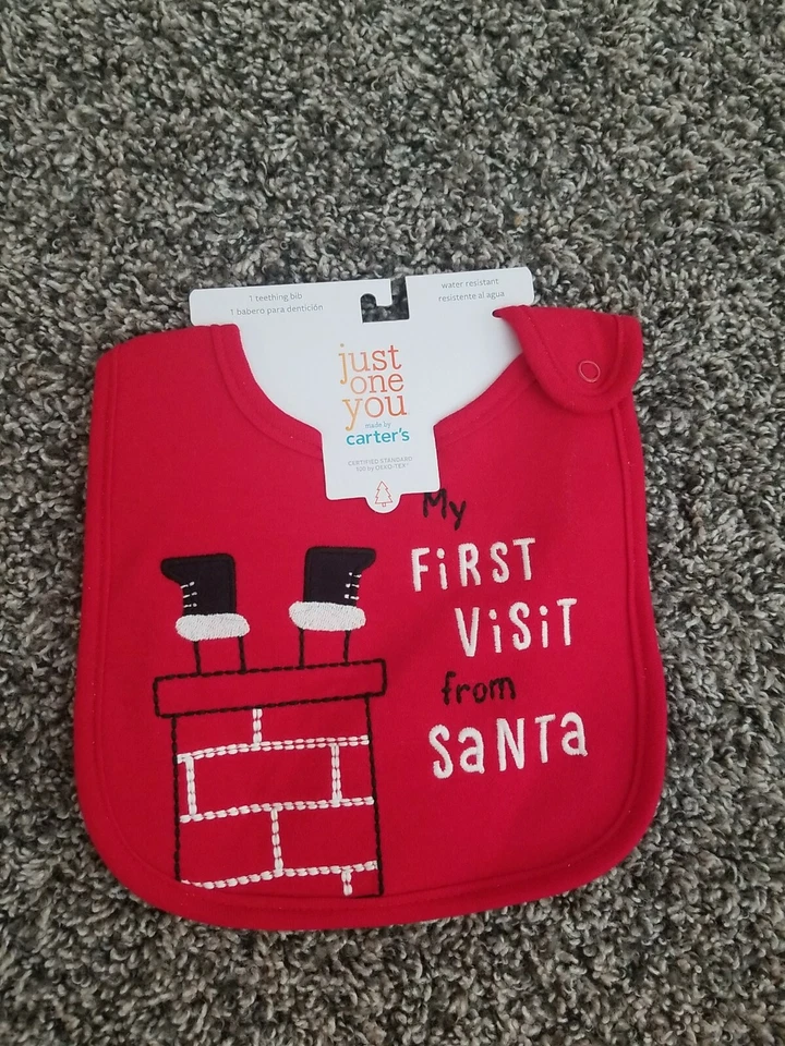 Нагрудник для прорезывания зубов младенца Carter's Just One You 'My First Visit From Santa' - красный - Изображение 1 из 1