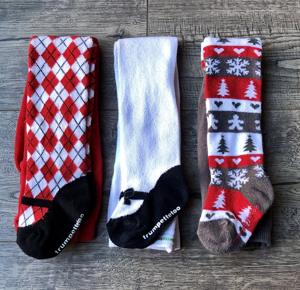 Lot Of 3 TRUMPETTE TOO TIGHTS Holiday Christmas Size 12-24M - Imagem 1 de 1