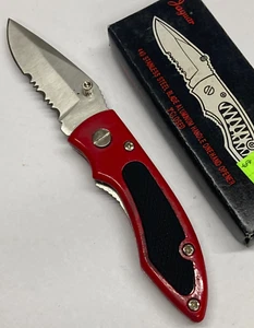 Jaquar Folding Knife w/Combo Blade, Thumbknob, Linerlock YK-811RD - Picture 1 of 20