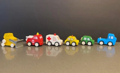 Kidkraft Wood Car Truck Lot Ambulance Firetruck Semi Taxi Construction Excavator - Image 1 of 4
