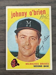 1959 Topps Johnny O'Brien #499 Milwaukee Braves (Marked) 
