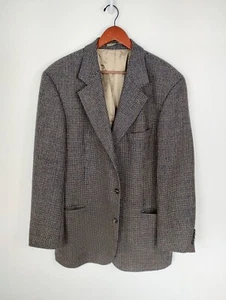HUGO BOSS Blazer Mens 40L Black Brown Einstein Wool Sport Coat Houndstooth - Picture 1 of 11
