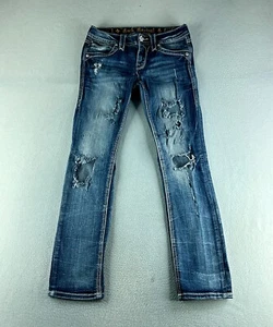 Rock Revival Lam Women Jeans Blue Tag Size 26 (27x29) Straight Distressed - Picture 1 of 15