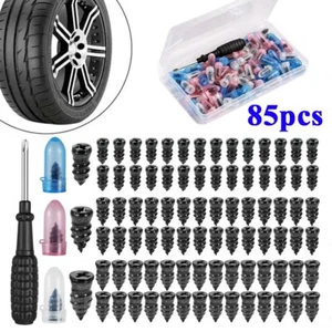 Car Tubeless Vacuum Tyre Puncture Repair Kit Screw Nails Tire Patch Plug 85PCS - Picture 1 of 12
