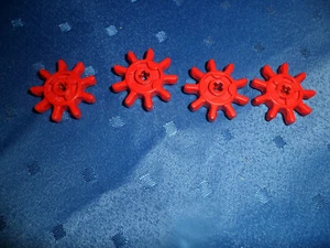 Lego 4 kleine rote Zahnräder   ,  Vintage - Bild 1 von 2