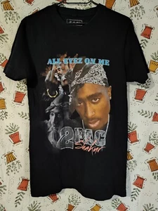 T-shirt Mister Tee 2Pac Shakur da uomo fascia in cotone nero taglia S - Foto 1 di 9