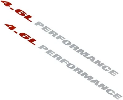 Paquete de 2 calcomanías adhesivas de rendimiento para capucha de 4,6 L emblema cabecera aptas para 150 250 Foto 1 de 4