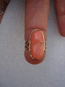 VINTAGE EINZIGARTIGER RING KAMEE GESCHNITZT KORALLE 14 KARAT GELB MASSIV GOLD GRÖSSE 4,25 - Bild 1 von 10