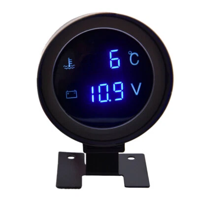 Round LED Digital Car Truck Water Temp Gauge Temperature Sensor + Volt Meter - Image 1 of 4