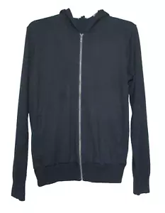 Felpa nera con cappuccio e zip Theory S uomo misto lana - Foto 1 di 5