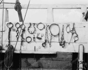 Ships Antique Torture Irons On Display 8x10 Reprint Of Old Photo - Picture 1 of 1