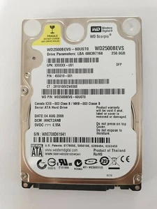 WD2500BEVS-60UST0, DCM: HHCT2ANB, AUG 2008, Western Digital 250Gb 2.5" Sata HDD - Bild 1 von 2