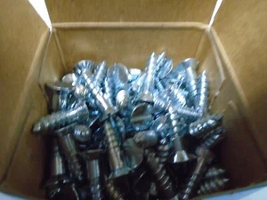 Wood Screws #10 x 3/4 Slotted Flat Head Zinc Chromate Lot of 100 #3032 - Picture 1 of 2