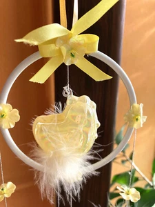 Osterdeko Fenster Glas Hühner Küken Ostersymbol Blumen Hängedeko - Bild 1 von 4