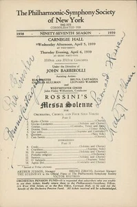 Signed Program from Performance of "Messa Solenne" [Gioacchino ROSSINI] - Picture 1 of 1