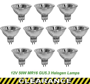 10 x 12V 50W MR16 Gu5.3 Halogen Light Lamp Globes Bulbs 40 Degree Dimmable EXN - Picture 1 of 1