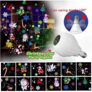Snowflake Rotating LED Lights Christmas Snowman Lights Moving Xmas Lamp E27 Base - Picture 1 of 20