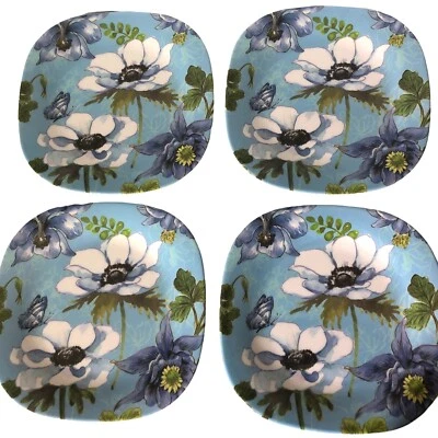 Set of 4 Floral Blue Certified International 8" Melamine Plates Elena Vladykina - Image 1 of 4