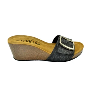 Plakton Women's Comfort Leather Sandal Rafia Black Negro MADE IN SPAIN - Picture 1 of 10