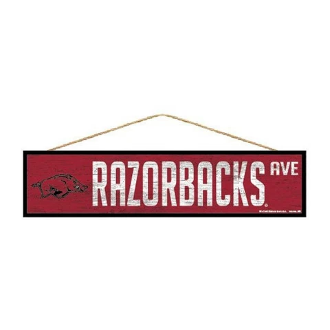 Arkansas Razorbacks 4"x17" Wood Sign Avenue Design [NEW] Street Banner Wall Cover