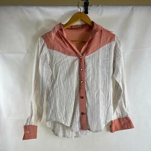 Vintage süße hausgemachte rosa & weiße Western Hemd Bluse S - Bild 1 von 3