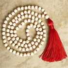 8mm Natural Howlite 108 Beads Handmade Tassel Necklace Layered Prayer Beads