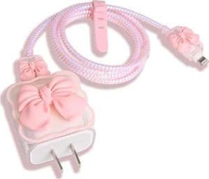 Compatible With IPhone 18W/20W USB-C Charger Cover Cute 3D Bow Tie Design Clear - Picture 1 of 12