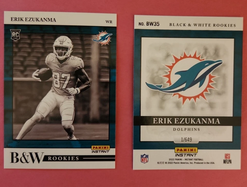 Erik Ezukanma 2022 Panini Instant Rookie Black & White RC Dolphins #35 PR 649 - Image 1 of 1