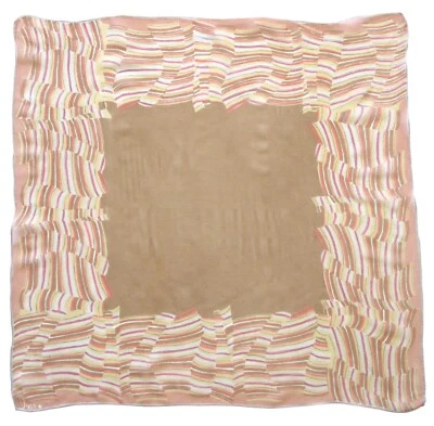 Bufanda cuadrada vintage de gasa Vera - gris pálido, marrón, dorado y naranja quemado 22" Foto 1 de 2