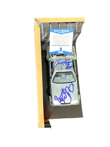 MICHAEL J FOX CHRISTOPHER LLOYD SIGNED AUTO BACK TO THE FUTURE 1:24 DELOREAN BAS Cover