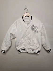 country road jacket womens size 12 white bomber varsity letterman 90s y2k - Picture 1 of 10