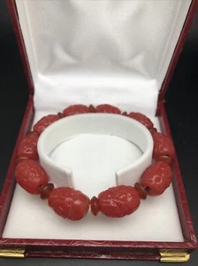 Antikes rotes Korallen Peking Glasperlen Armband老琉璃手串 - Bild 1 von 8