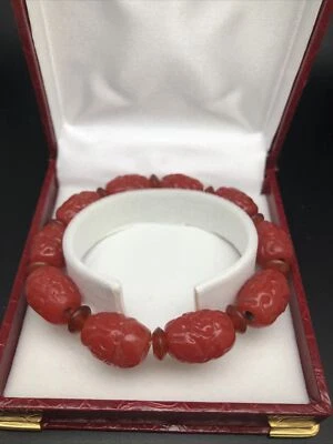 Antique Red Coral Peking Glass Beads Bracelet老琉璃手串 - Image 1 of 4