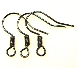 500Pcs. WHOLESALE BLACK Earring Hooks w/ Coil Earwires Tibetan Findings Q0808 - Picture 1 of 4