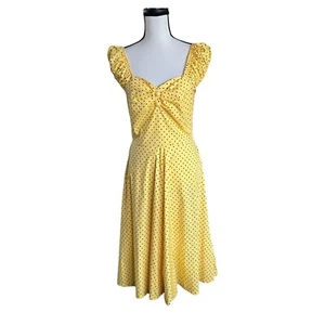Retro 50er Jahre Stil Swing Sonnenschein Gelb Gepunktet Kleid Gr. 8 - Bild 1 von 8