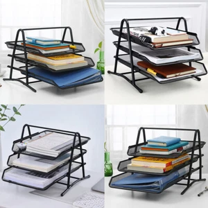 US Mesh Notebook Letter Tray 3 Tier Desk Organizer For Office Supplies Folders - Picture 1 of 17