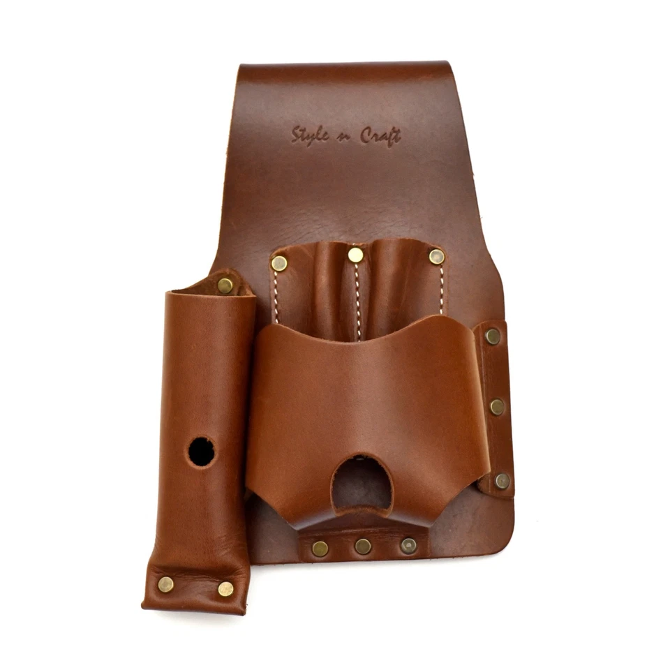 Style n Craft 98015 - Tape & Knife Holder in Heavy Dark Tan Top Grain Leather - Image 1 of 1