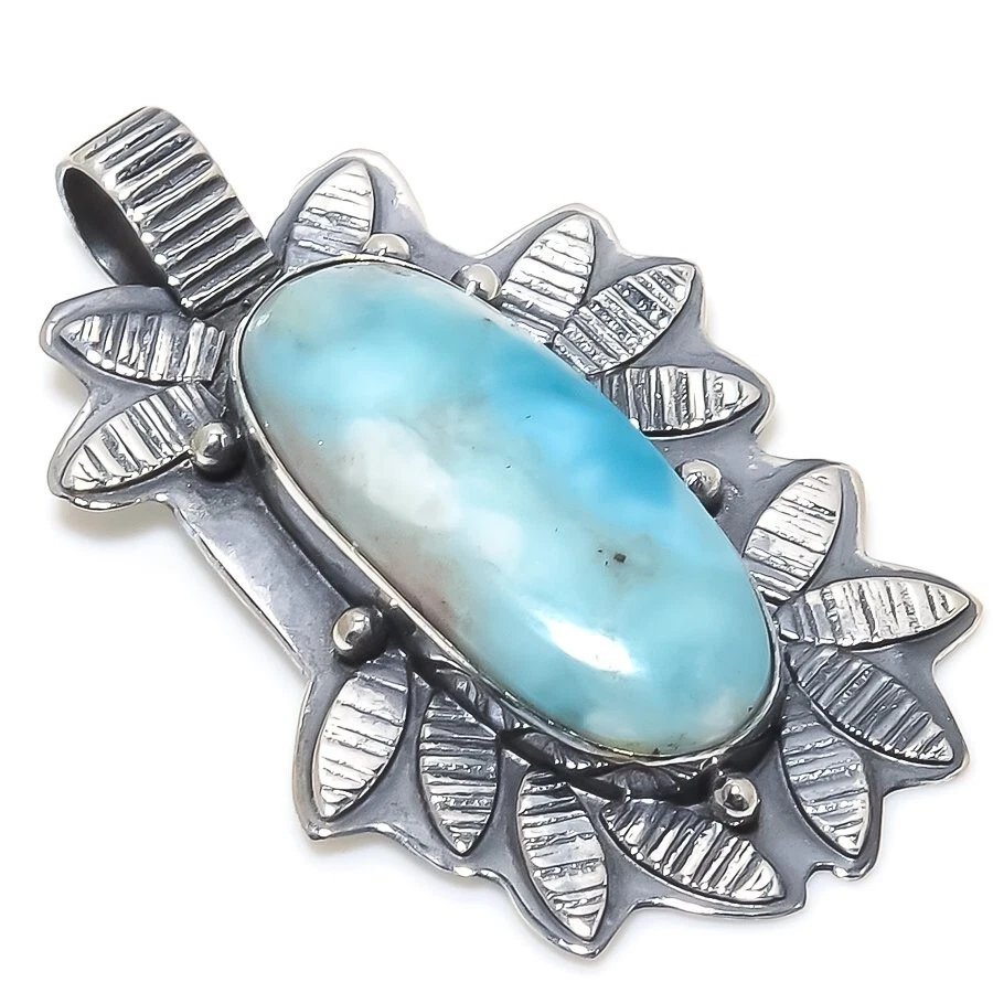 Ювелирные изделия кулон ручной работы с натуральным ларимаром посеребренные 2,5 дюйма - Изображение 1 из 1