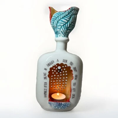 "Linterna de vela de té ventilada de cerámica elegante Art Deco de pie o colgante|10"" de alto" Foto 1 de 4