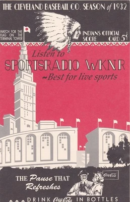 1932 Indians vs Tigers reprint  scorecard, near mint and a neat display item - Image 1 of 3