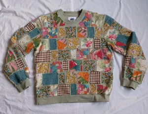 Round Two gestepptes Patchwork Sweatshirt mit Rundhalsausschnitt Retro Herren Größe Small - Bild 1 von 15