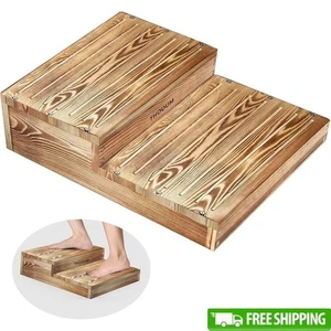 Wooden 2-Step Stool Solid Pine Ergonomic Safe Non-Slip Easy Assemble Seniors New - Picture 1 of 8