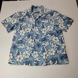 Vintage RJC Hawaiian Shirt Xl Blue Button Up Short Sleeve - Picture 1 of 7
