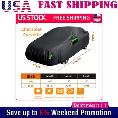 Car Cover For Chevrolet Corvette Indoor Outdoor Storage Dust Sun UV Sczvemzblycl - Изображение 1 из 4