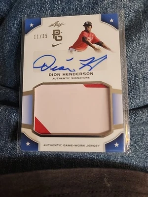 2015 Leaf Perfect Game National Showcase Jersey Silver /35 Dion Henderson Auto - Image 1 of 3